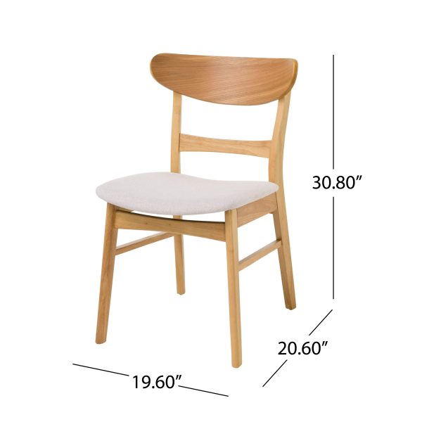 Home Idalia Mid-century Modern Dining Chairs (Set of 4) by  Home, Light Beige + Natural Oak - Image 10
