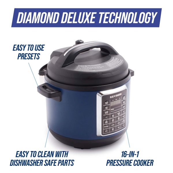 Blue Diamond Ceramic Nonstick, 16-in-1 6QT Electric Pressure Cooker, Dishwasher Safe Pot, PFAS-Free, Blue - Image 12