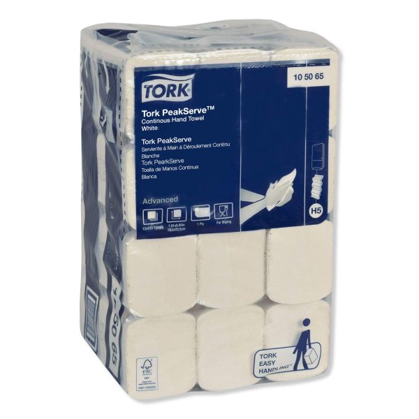 Tork 105065 PeakServe Continuous Hand Towel, 7.91 x 8.85, White, 410 Wipes/Pack, 12 Packs/Carton - Image 2