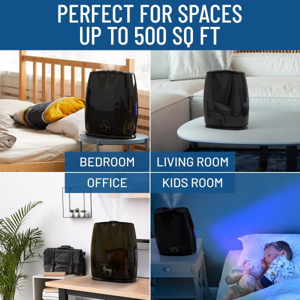 Everlasting Comfort Cool Mist Humidifiers for Bedroom (6L)   Humidifier Large Room No-Filter, Quiet Air Humidifier, Black - Image 3