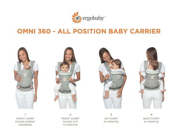 Ergobaby Omni 360 All-Position Baby Carrier for Newborn to Toddler with Lumbar Support (7-45 Pounds), Pure Black, 1 Count (Pack of 1) - Image 3