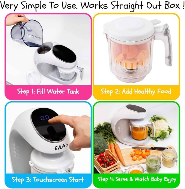 EVLA S Baby Food Maker, Healthy Homemade Baby Food in Minutes, White - Image 5