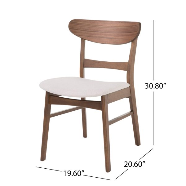 Home Idalia Mid-century Modern Dining Chairs (Set of 4) by  Home, Light Beige, Walnut - Image 7