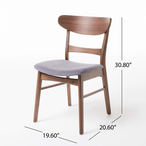 Home Idalia Mid-century Modern Dining Chairs (Set of 4) by  Home, Dark Gray + Walnut - Image 7