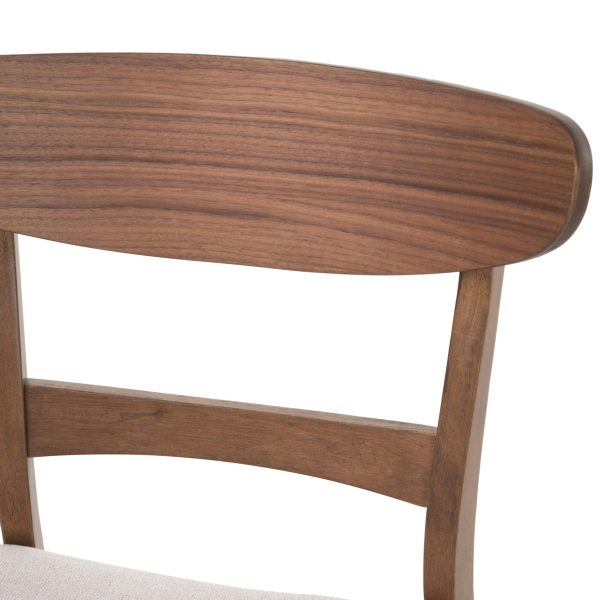 Home Idalia Mid-century Modern Dining Chairs (Set of 4) by  Home, Light Beige, Walnut - Image 3