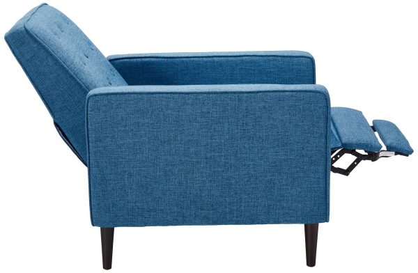Home Mervynn Mid-Century Modern Button Tufted Fabric Recliner, Muted Blue - Image 4