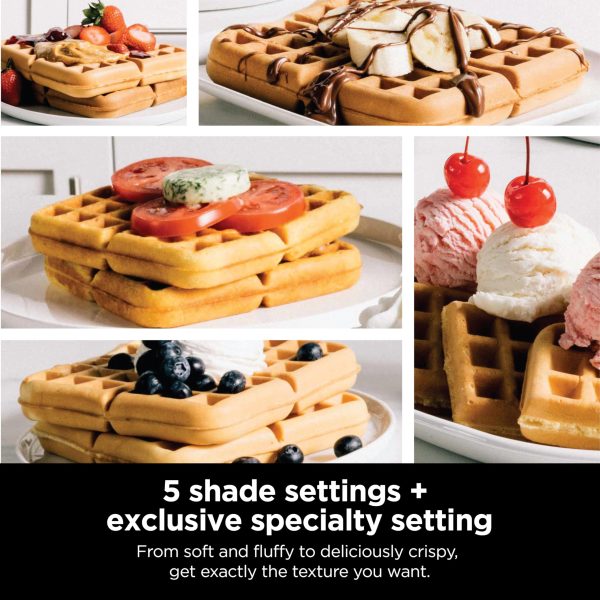 BW1001 NeverStick PRO Belgian Waffle Maker, Vertical Design, 5 Shade Settings, Black   Silver - Image 8