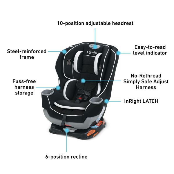 Graco Extend2Fit 2-in-1 Convertible Car Seat, Gotham - Image 6