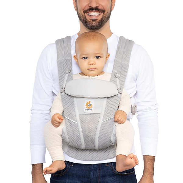 Ergobaby All Carry Positions Breathable Mesh Baby Carrier with Enhanced Lumbar Support   Airflow (7-45 Lb), Omni Breeze, Pearl Grey