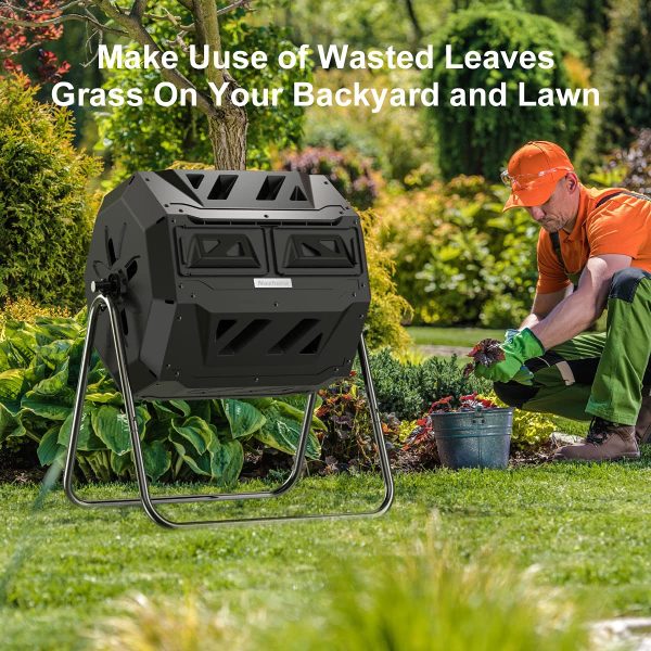 Compost Tumbler Bin Composter Dual Chamber 43 Gallon (Bundled with Pearson s Gardening Gloves) - Image 5