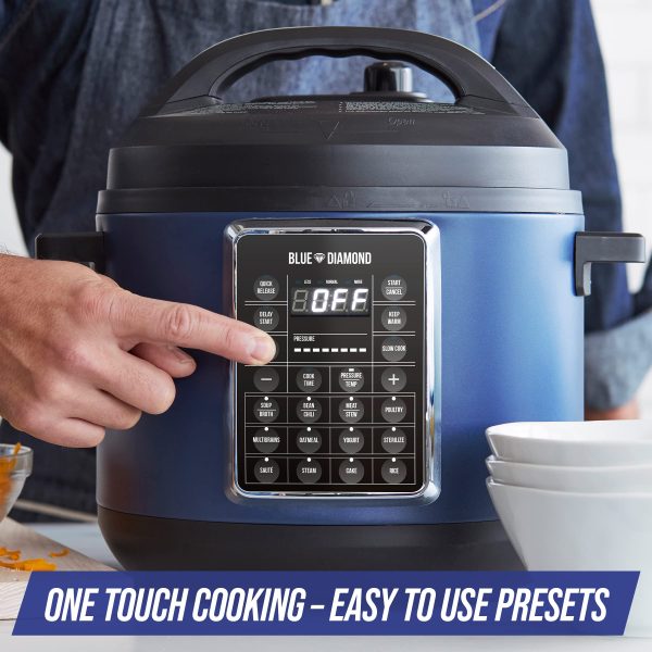Blue Diamond Ceramic Nonstick, 16-in-1 6QT Electric Pressure Cooker, Dishwasher Safe Pot, PFAS-Free, Blue - Image 9