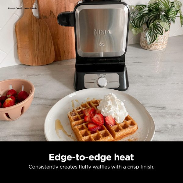BW1001 NeverStick PRO Belgian Waffle Maker, Vertical Design, 5 Shade Settings, Black   Silver - Image 5