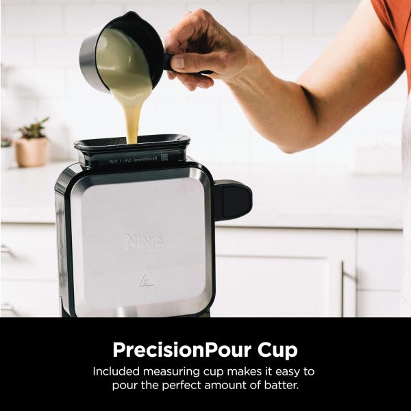 BW1001 NeverStick PRO Belgian Waffle Maker, Vertical Design, 5 Shade Settings, Black   Silver - Image 4