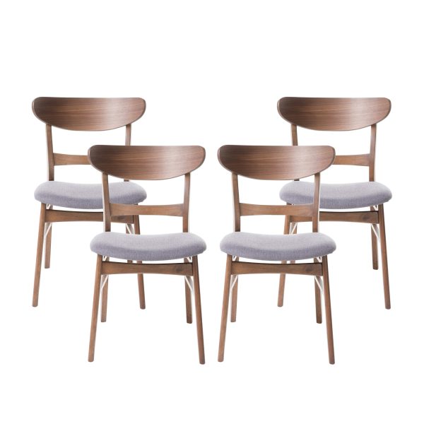 Home Idalia Mid-century Modern Dining Chairs (Set of 4) by  Home, Dark Gray + Walnut