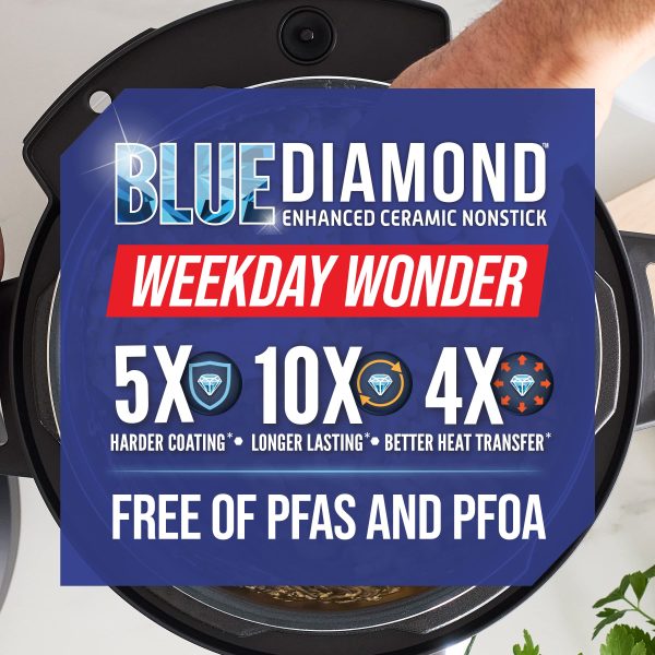 Blue Diamond Ceramic Nonstick, 16-in-1 6QT Electric Pressure Cooker, Dishwasher Safe Pot, PFAS-Free, Blue - Image 11