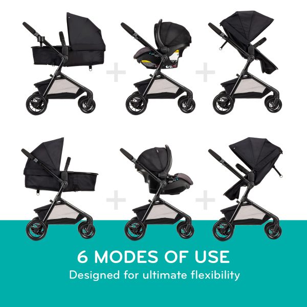 Evenflo Pivot Modular Travel System with LiteMax Infant Car Seat with Anti-Rebound Bar (Casual Gray) - Image 9