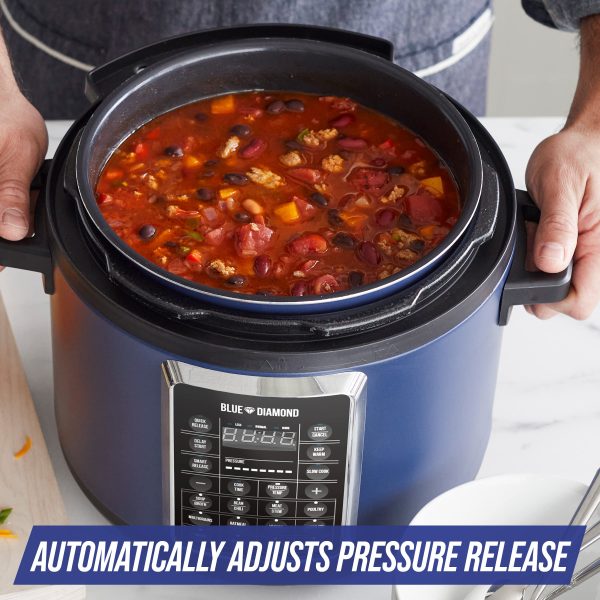 Blue Diamond Ceramic Nonstick, 16-in-1 6QT Electric Pressure Cooker, Dishwasher Safe Pot, PFAS-Free, Blue - Image 8