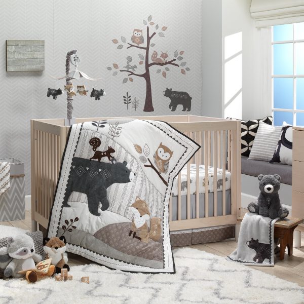 Lambs   Ivy Woodland Forest Infant Newborn Owl Cotton Embroidered Bedding Sets, Crib, Multicolor, 5-Pieces
