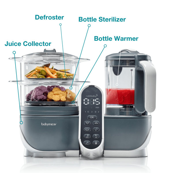 Babymoov Duo Meal Station: 6-in-1 Food Processor, Grey - Image 6