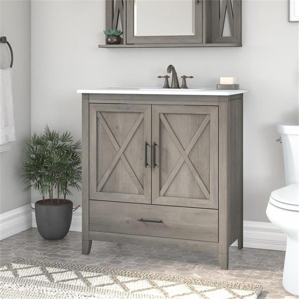 Furniture Key West 32W Bathroom Vanity with Sink in Driftwood Gray - Image 6