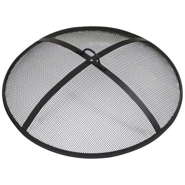 Outdoor Heavy-Duty Steel Mesh Round Camp Fire Pit Spark Screen Lid with Handle   36    Black