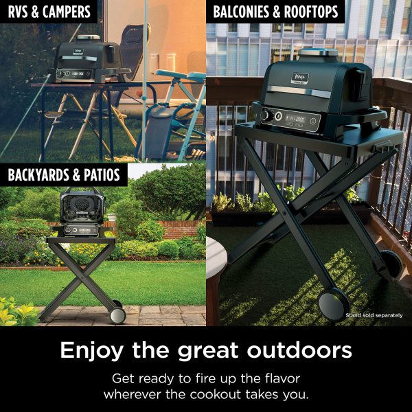 OG751BRN Woodfire Pro 7-in-1 Grill   Smoker   Portable Electric Outdoor Grill, Grey - Image 9