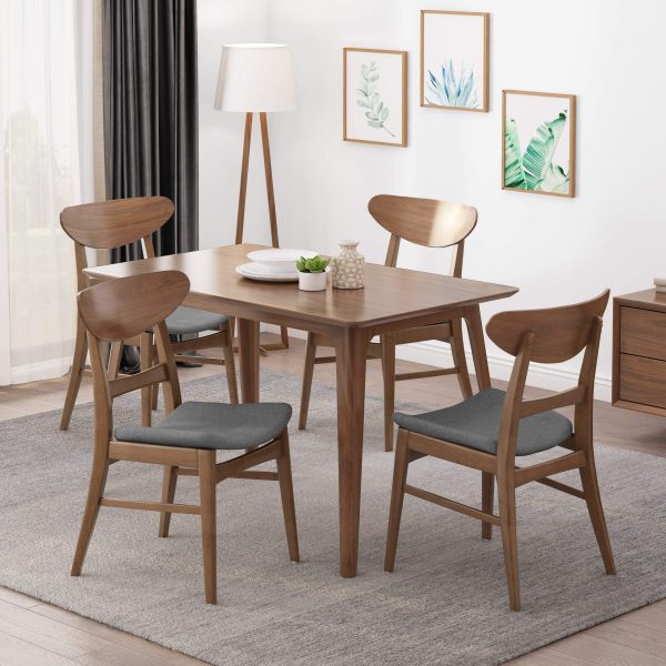 Home Idalia Mid-century Modern Dining Chairs (Set of 4) by  Home, Dark Gray + Walnut - Image 8