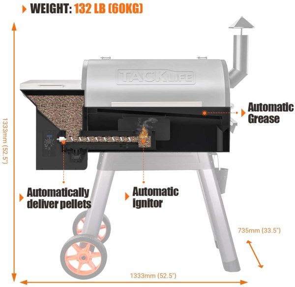 Tacklife 20000BTU Heat Ideal for Wood Pellet Grill and Smoker,8-in-1 BBQ Grill-TKGRILL01 - Image 7