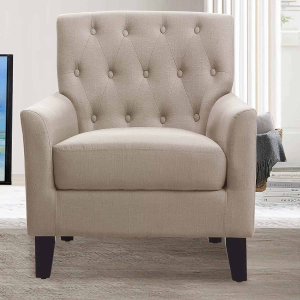 Rosevera Keene Living Room Modern Arm Chair, Textile Beige
