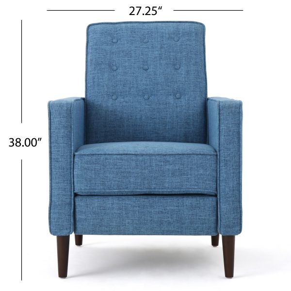 Home Mervynn Mid-Century Modern Button Tufted Fabric Recliner, Muted Blue - Image 6