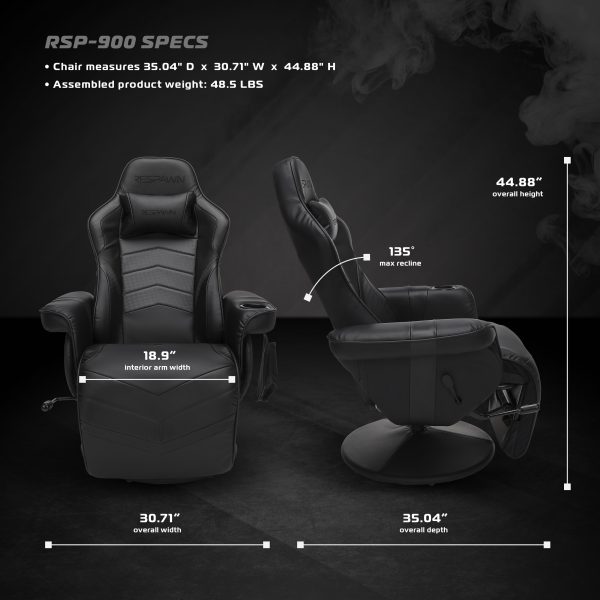 RESPAWN 900 Gaming Recliner   Reclining Gaming Chair with Footrest, Gaming Chair Recliner, Black - Image 2