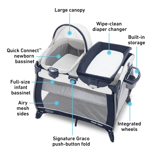 Graco Pack  n Play Quick Connect Portable Bassinet Playard   Alex - Image 2