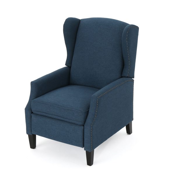 Home Wescott Contemporary Recliners (Set of 2), Navy Blue + Dark Brown - Image 3