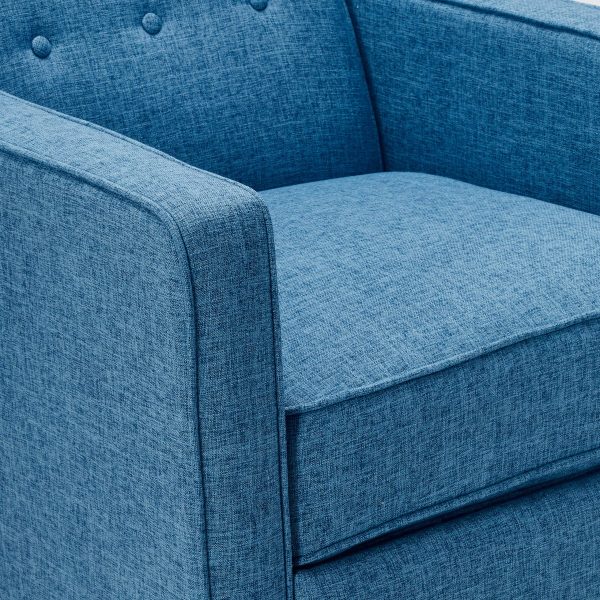 Home Mervynn Mid-Century Modern Button Tufted Fabric Recliner, Muted Blue - Image 3