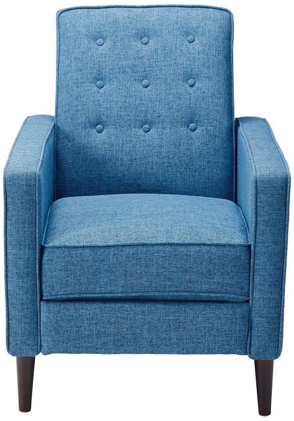 Home Mervynn Mid-Century Modern Button Tufted Fabric Recliner, Muted Blue - Image 5