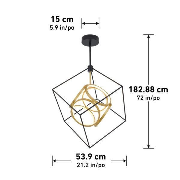 PDT-LU-HD2 Luxury 29-Watt Integrated LED Black Modern Industrial Island Light Hanging Pendant Light Chandelier for Living Room - Image 2