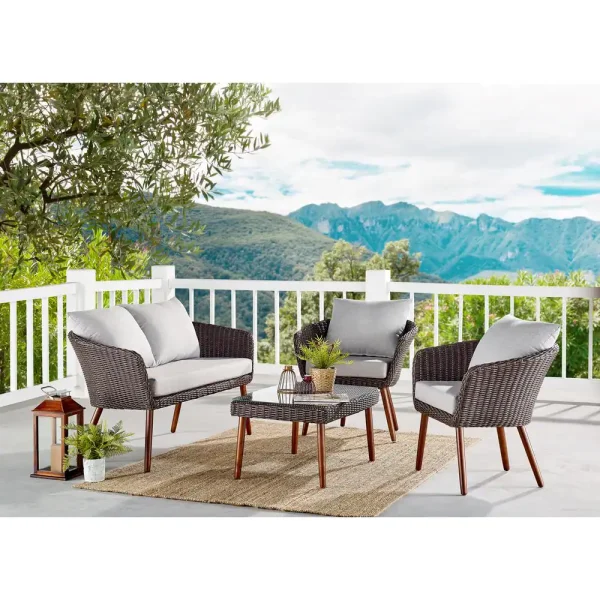 Athens Chocolate Brown Stationary All-Weather Wicker Outdoor Lounge Chairs (Set of 2) - Image 2