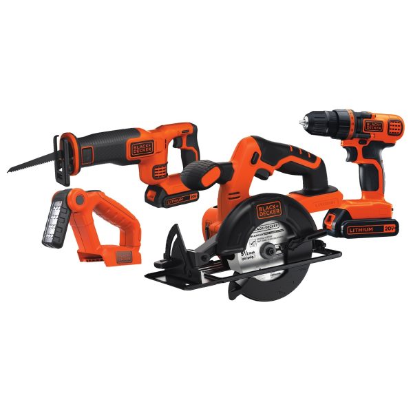 BD4KITCDCRL4-Tool 20-volt Power Tool Combo Kit Case (2 Li-ion Batteries Included and Charger Included)