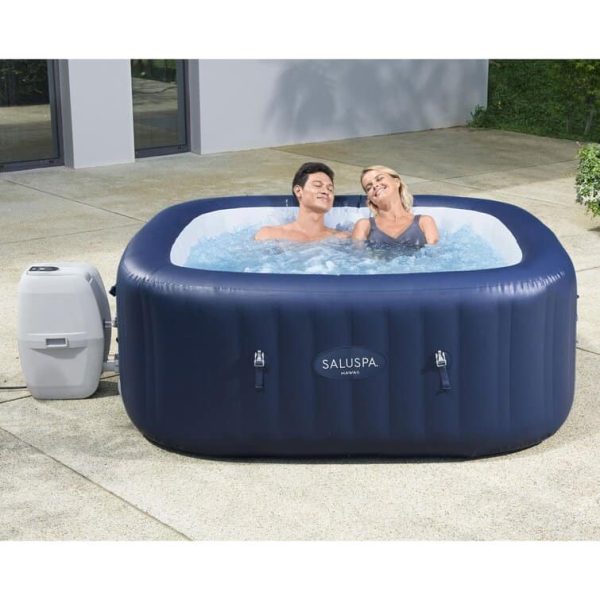 Bestway Hawaii SaluSpa 6 Person Inflatable Square Hot Tub with 114 AirJets, Blue - Image 7