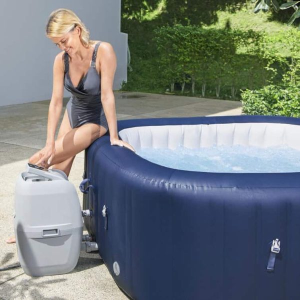Bestway Hawaii SaluSpa 6 Person Inflatable Square Hot Tub with 114 AirJets, Blue - Image 8