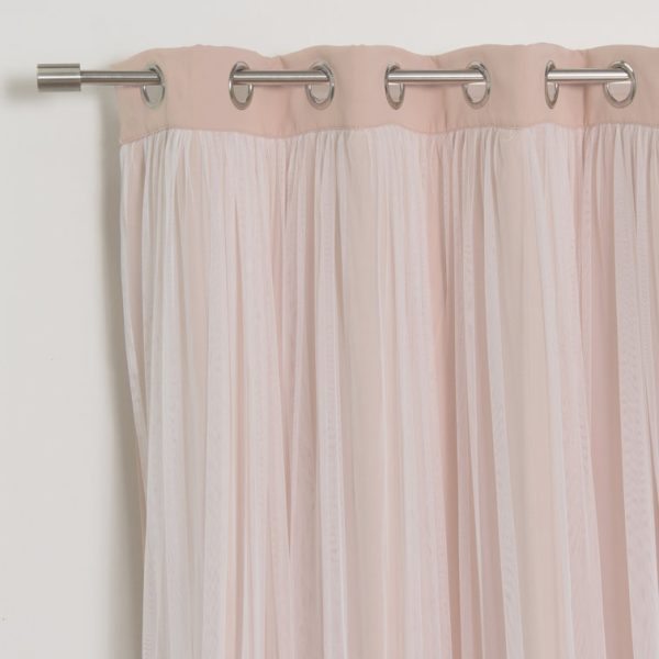Brockham Solid Tulle Overlay Room Darkening Grommet Curtain Panels (Set of 2) - Image 4
