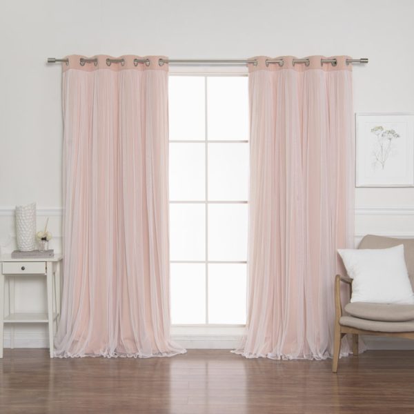 Brockham Solid Tulle Overlay Room Darkening Grommet Curtain Panels (Set of 2) - Image 2