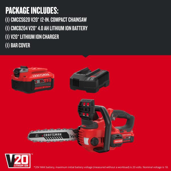 CMCCS620M1 V20 20-volt Max 12-in Cordless Electric Chainsaw 4 Ah (Battery   Charger Included) - Image 3