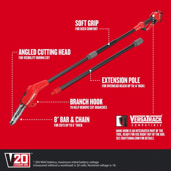 CMCCSP20M1 V20 20-volt Max 8-in Cordless Electric Pole Saw Ah (Battery   Charger Included) - Image 2