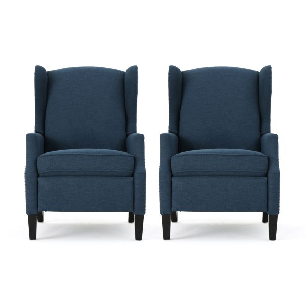 Home Wescott Contemporary Recliners (Set of 2), Navy Blue + Dark Brown