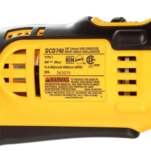 DCD740B 20-Volt MAX Cordless 3/8 in. Right Angle Drill/Driver (Tool-Only) - Image 12