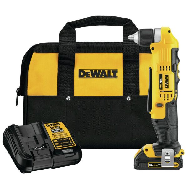 DCD740C1 20-Volt MAX Cordless 3/8 in. Right Angle Drill/Driver, (1) 20-Volt 1.3Ah Battery, Charger   Bag