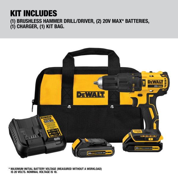 DCD778C2 1/2-in 20-volt Max Variable Speed Brushless Cordless Hammer Drill (2-Batteries Included) - Image 4