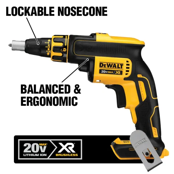 DCF620D2 20-Volt MAX XR Cordless Brushless Drywall Screw Gun with (2) 20-Volt 2.0Ah Batteries   Charger - Image 3