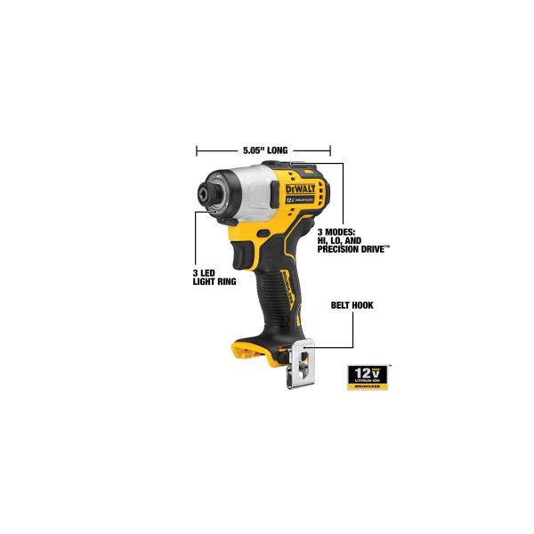DCF801B XTREME 12-volt Max 1/4-in Variable Speed Brushless Cordless Impact Driver - Image 2
